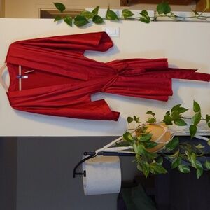 Red kimono sleeve robe